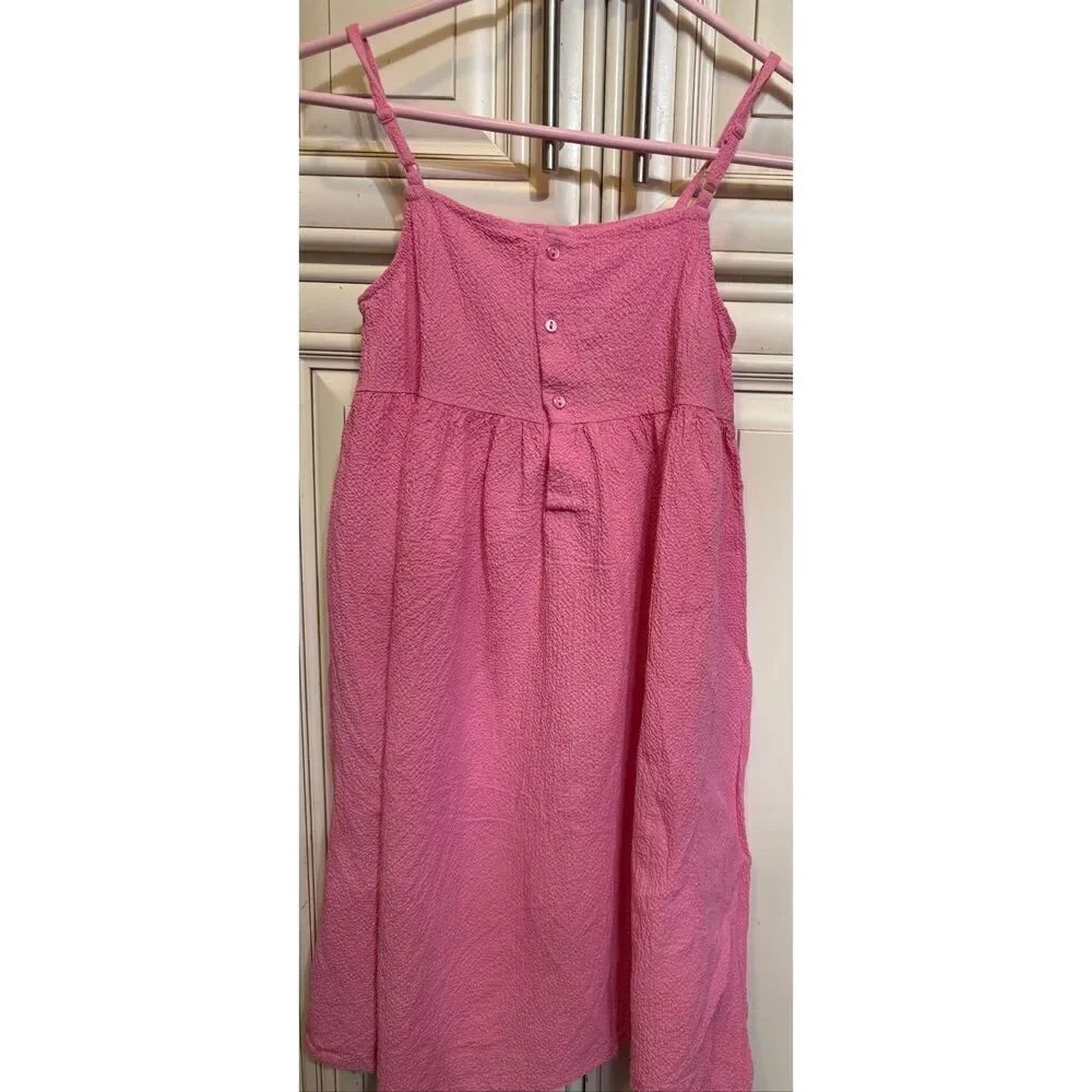 H&M Girls Adjustable Shoulder Strap Button Back Textured Dress Pink Size 10 - Picture 7 of 8